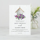 WEISSER HOLZ RUSTISCHES BLUMENBIRDHOUSE EINLADUNG (Stehend Vorderseite)