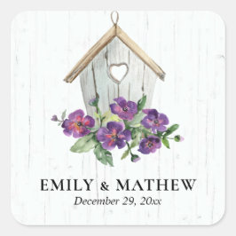 WEISSER HOLZ RUSTISCHES BLUMENBIRDHOUSE QUADRATISCHER AUFKLEBER