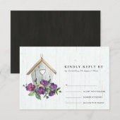 WEISSER HOLZ RUSTISCHES BLUMENBIRDHOUSE WEDD RSVP KARTE (Vorne/Hinten)