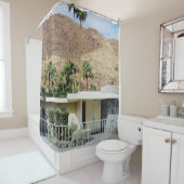 WEISSER HOLZZENTRUM IN DER NÄHE DES GRÜNEN PALMBÄU DUSCHVORHANG (Beispiel)