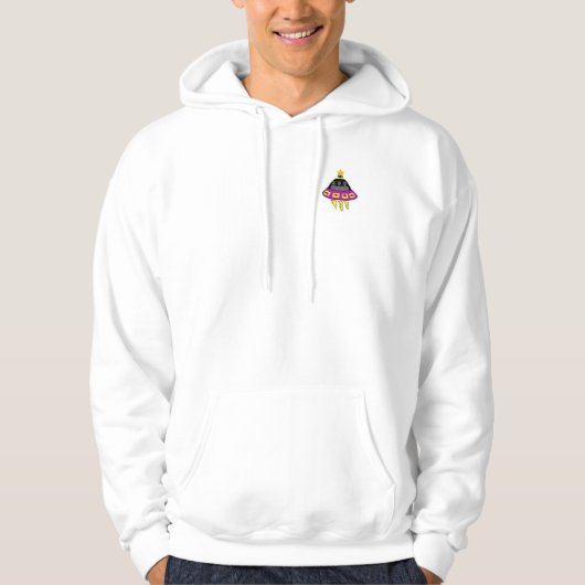 Weißer Hoodie der alien-Abduktions-Männer Zip (Vorderseite)