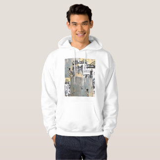Weißer Hoodie mit Steinbock-Wand-Entwurf
