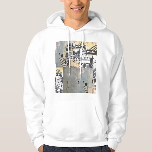 Weißer Hoodie mit Steinbock-Wand-Entwurf (Vorderseite)