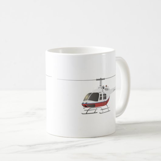 Weißer Hubschrauber Kaffeetasse (VorderseiteRechts)