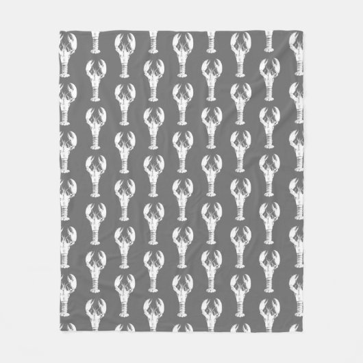 Weißer Hummer auf Grau/Grau Fleecedecke (Vorderseite)