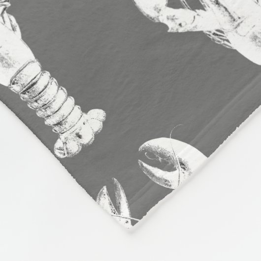 Weißer Hummer auf Grau/Grau Fleecedecke (Ecke)