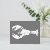 Weißer Hummer auf Grau/Grau Postkarte (Stehend Vorderseite)