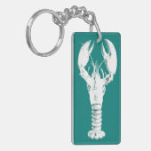 Weißer Hummer auf Türkis / Aquamarin Schlüsselanhänger (Vorderseite links)