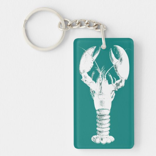 Weißer Hummer auf Türkis / Aquamarin Schlüsselanhänger (Vorderseite)