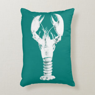 Weißer Hummer auf Türkis / Aquamarin Zierkissen