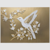 Weißer Hummingvogel auf der Goldteppichseite Seidenpapier (Vorderseite)