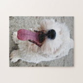 Weißer Hund des glücklichen Welpen, malteese, Puzzle (Horizontal)