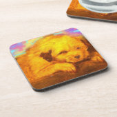 Weißer Hund Getränkeuntersetzer (Linke Seite)