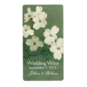 Weißer Hund Holz Blüten Hochzeit Wein Mini Labels