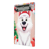 Weißer Hund in Weihnachtsmannmütze Mini Klemmbrett (Gewinkelt2)