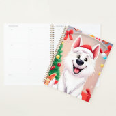 Weißer Hund in Weihnachtsmannmütze Planer (Anzeige)