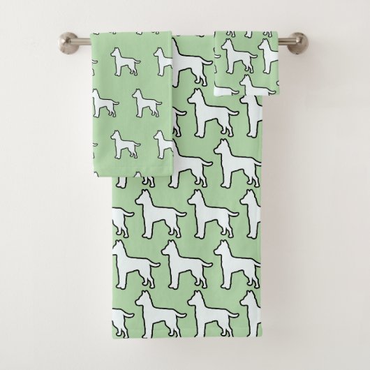 Weißer Hund Mintgrün Badhandtuch Set (Insitu)