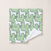 Weißer Hund Mintgrün Badhandtuch Set (Waschlappen)