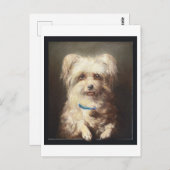 Weißer Hund mit blauem Collar Vintag Postkarte (Vorne/Hinten)