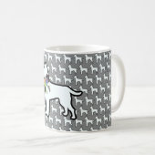 Weißer Hund mit grauer Schleife Kaffeetasse (VorderseiteRechts)