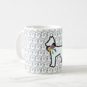 Weißer Hund mit Schleife Kaffeetasse (Vorderseite Links)