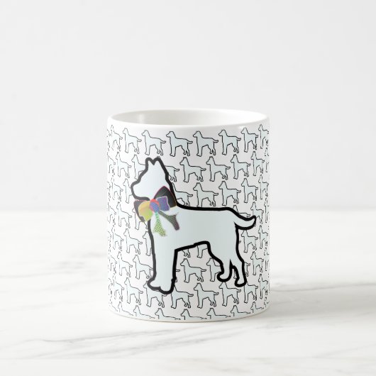 Weißer Hund mit Schleife Kaffeetasse (Mittel)