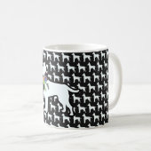 Weißer Hund mit schwarzer Schleife Kaffeetasse (VorderseiteRechts)