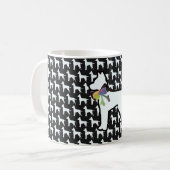 Weißer Hund mit schwarzer Schleife Kaffeetasse (Vorderseite Links)