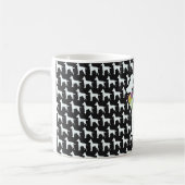 Weißer Hund mit schwarzer Schleife Kaffeetasse (Links)