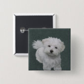 Weißer Hund-Portrait Button (Vorne & Hinten)