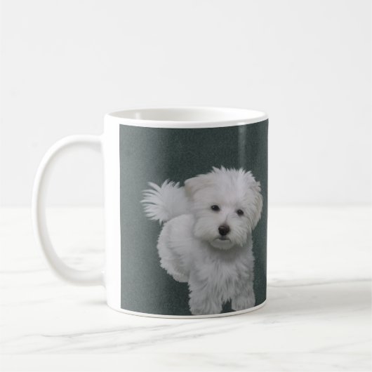 Weißer Hund-Portrait Kaffeetasse (Links)