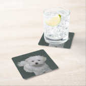 Weißer Hund-Portrait Rechteckiger Pappuntersetzer (Vor Ort)