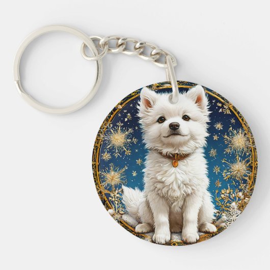 Weißer Hund Schlüsselanhänger (Vorderseite)