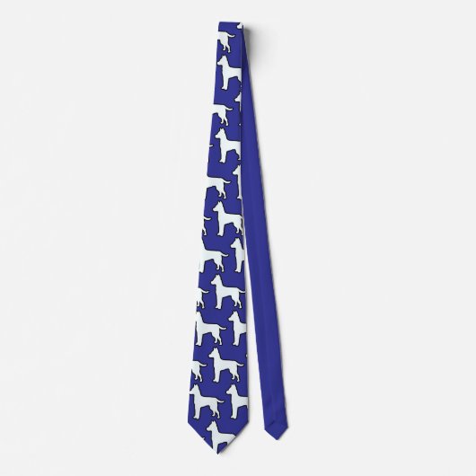 Weißer Hund Tiefblau Krawatte (Vorderseite)