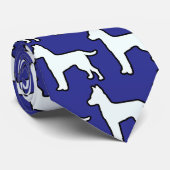 Weißer Hund Tiefblau Krawatte (Gerollt)