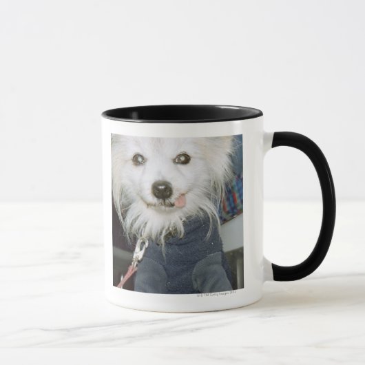 Weißer Hundetragende Kleidung Tasse (Rechts)