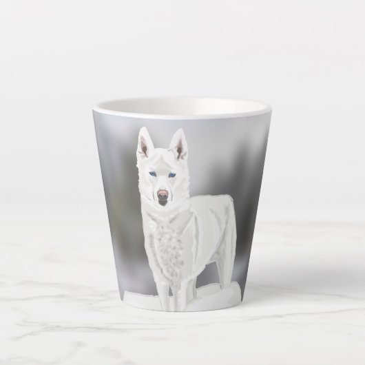 Weißer Husky Milchtasse (Vorderseite)