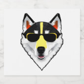weißer Husky mit Sonnenbrille Schaumweinetikett (Einzelnes Label)