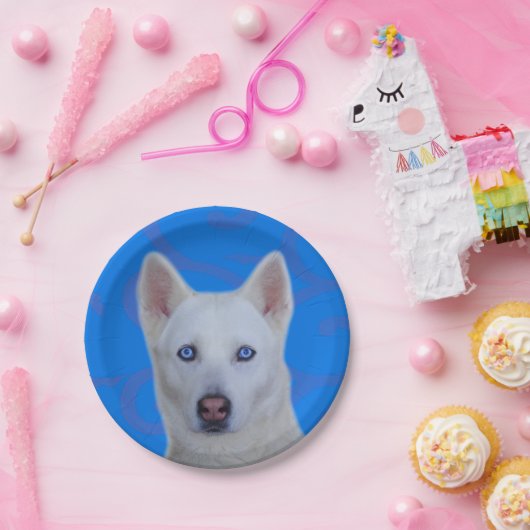 Weißer Husky-Pappteller Pappteller (Party)