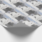 Weißer Husky vor dem Hintergrund des Winters  Geschenkpapier (Ecke)