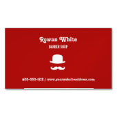 Weißer Hut und Schnurrbart Silhouette rot Magnetische Visitenkarte (Vorderseite)