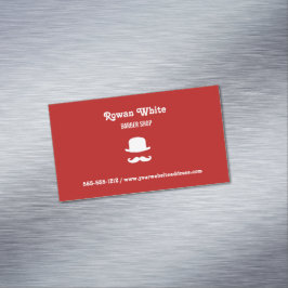 Weißer Hut und Schnurrbart Silhouette rot Magnetische Visitenkarte