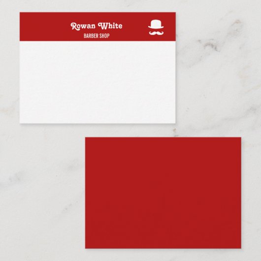 Weißer Hut und Schnurrbart Silhouette rot Mitteilungskarte (Vorne/Hinten)