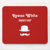 Weißer Hut und Schnurrbart Silhouette rot Mousepad (Vorne)