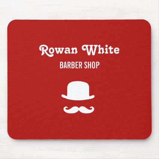 Weißer Hut und Schnurrbart Silhouette rot Mousepad (Vorne)