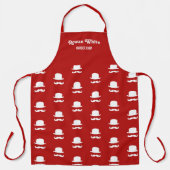 Weißer Hut und Schnurrbart Silhouette rot Schürze (Vorderseite)