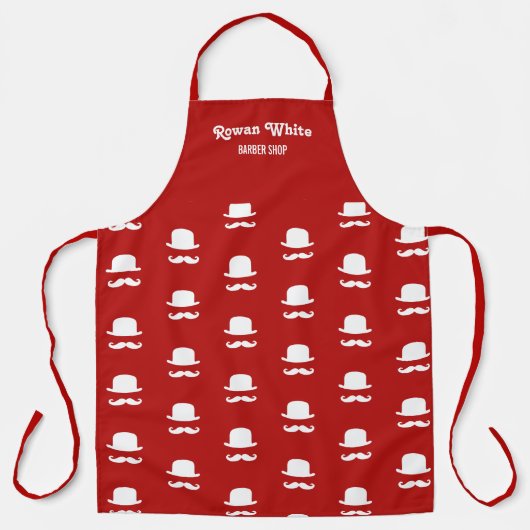 Weißer Hut und Schnurrbart Silhouette rot Schürze (Vorderseite)