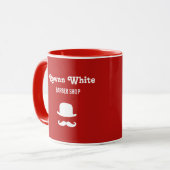 Weißer Hut und Schnurrbart Silhouette rot Tasse (Vorderseite Links)