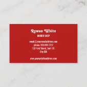 Weißer Hut und Schnurrbart Silhouette rot Visitenkarte (Rückseite)