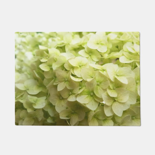 Weißer Hydrangea-Blumenhintergrund Fußmatte (Vorderseite)